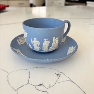 Wedgwood Jasperware Blue and White Cup and Saucer